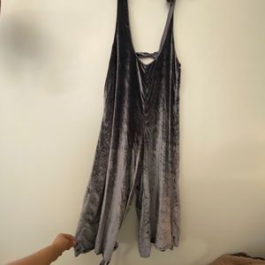 Velvet wide leg romper